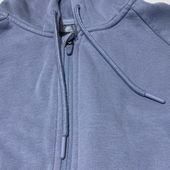 Gymshark Purple Gray Cropped Hoodie Full Zip Fleece Lined Size Small Athleisure - Picture 4 of 9
